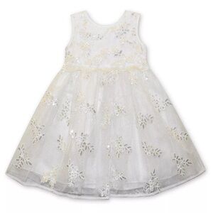 Little Girls Sparkling Embroidered Sleeveless Dress